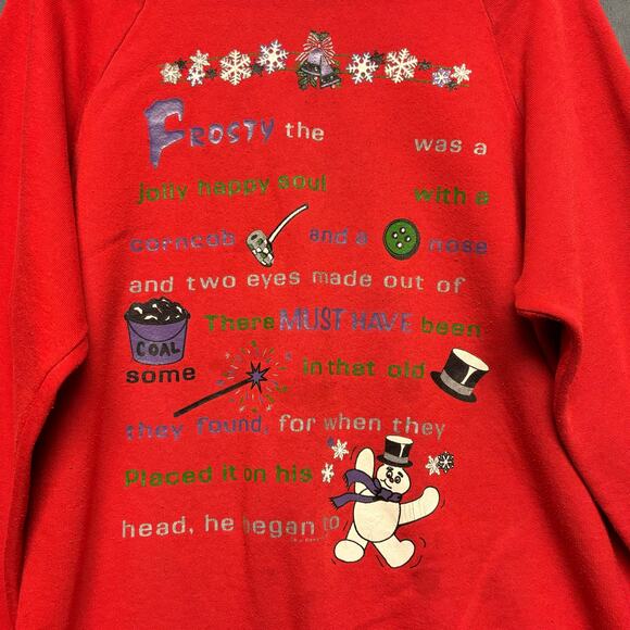 Vintage Frosty The Snowman Crewneck Sweatshirt BJ Designs Teacher Cozy Comfy Med - Picture 4 of 9